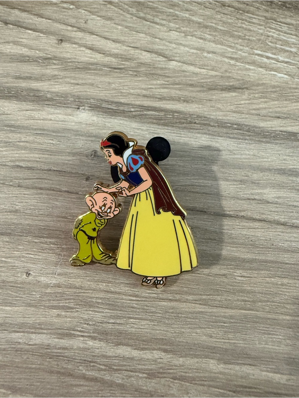 Disney Snow White and Dopey Gold-Tone Enamel Pin Backing